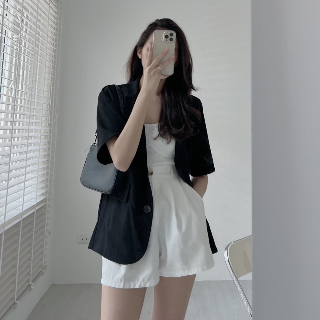 Áo blazer ngắn tay có độn vai LYRA, chất tuyết hàn không nhăn xinh xắn-VSYAK0065 | BigBuy360 - bigbuy360.vn