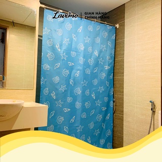 Rèm Cửa Phòng Tắm Màu Xanh Dương Họa Tiết Sò Cao Cấp Chống Thấm Nước 100% Polyester HT-SO