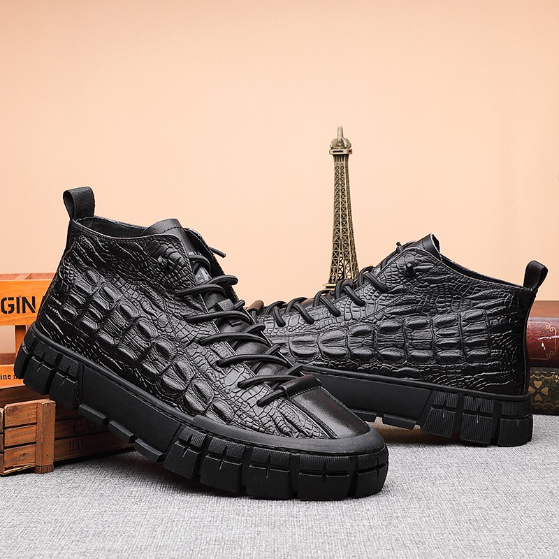 Giày nam sneaker vân cá sấu cổ cao siêu chất | BigBuy360 - bigbuy360.vn