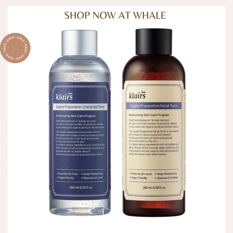 Nước Hoa Hồng Không Mùi Dưỡng Ẩm, Làm Dịu Da Klairs Supple Preparation Unscented Toner 180ml