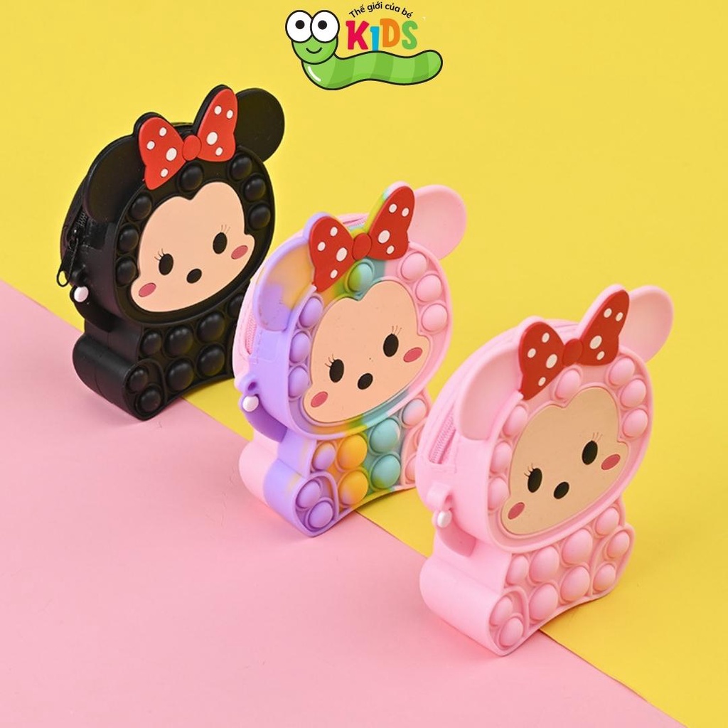 Túi POPIT Micky đeo chéo cho bé chất liệu silicon bóp bong bóng giảm căng thẳng & giải trí - TÚI MICKY 1