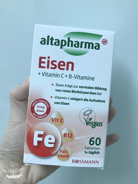 VIÊN SẮT BỔ SUNG SẮT Altapharma Eisen Đức (60 viên)