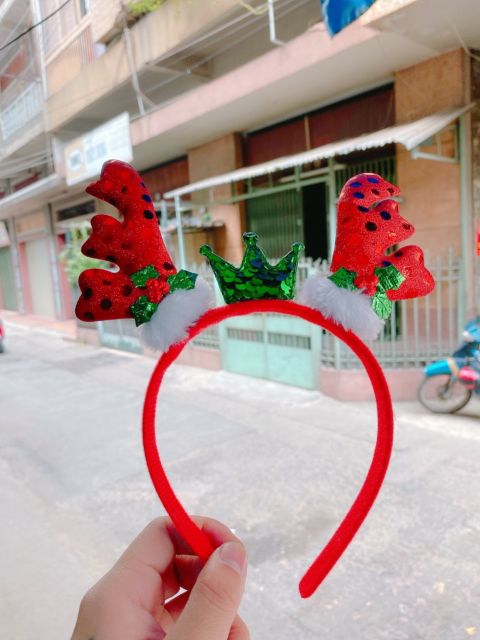 CÀI TÓC NOEL SỪNG TUẦN LỘC MẪU KIM TUYẾN