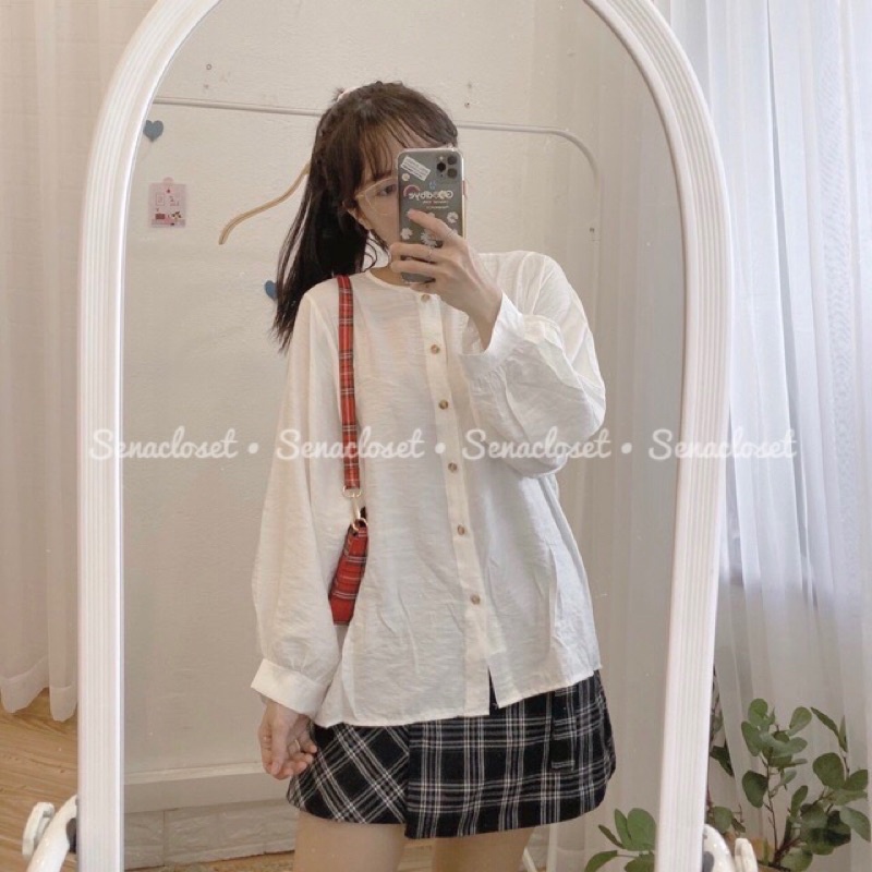 Áo sơmi tay bồng chất đũi A006 (Ảnh thật/Video)