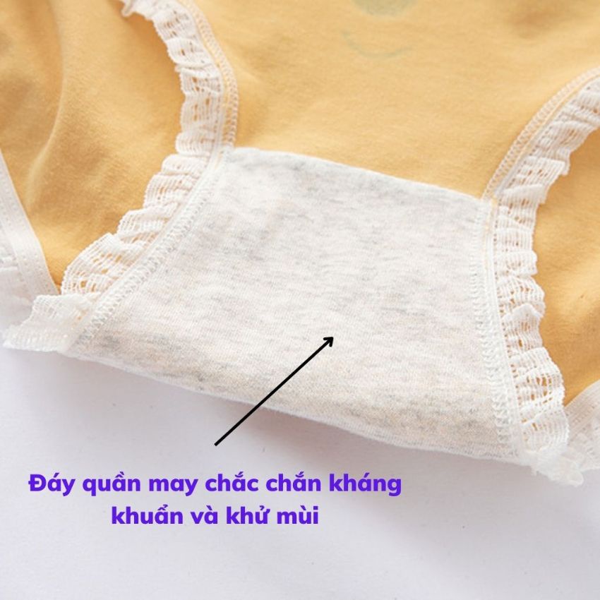 Quần lót nữ cotton,Quần lót ren thấm hút mồ hôi kháng khuẩn khử mùi, viền họa tiết cute dễ thương - L0719