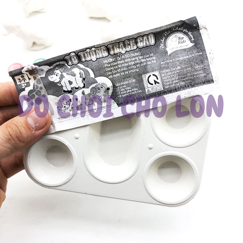 Bộ đồ chơi tô tượng thạch cao 6 tượng size 5 cm kèm cọ, màu và khay pha màu