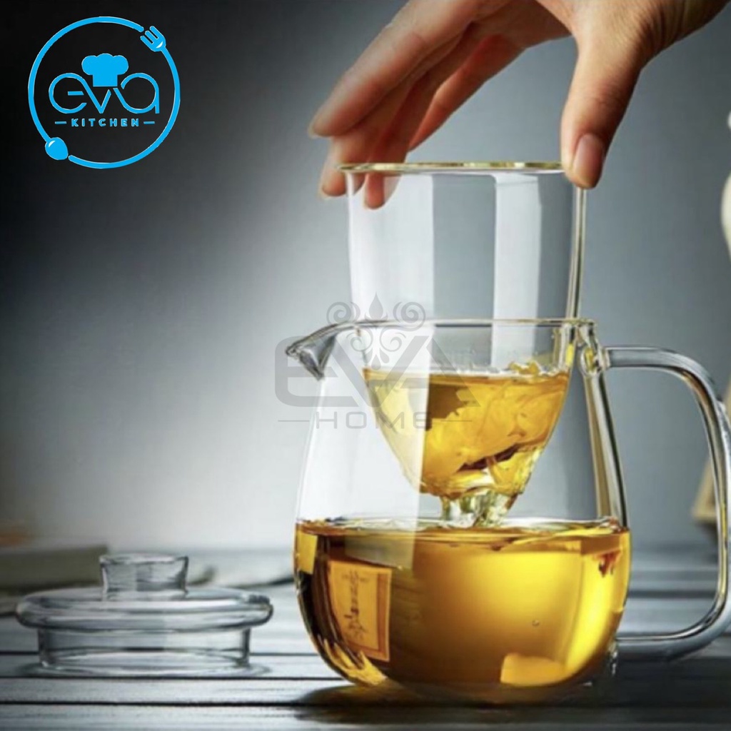 Bình Lọc Trà Thuỷ Tinh / Bình Pha Trà Kèm Lõi Lọc Thuỷ Tinh Chịu Nhiệt Cao Cấp Penguin Teapot 700 ML