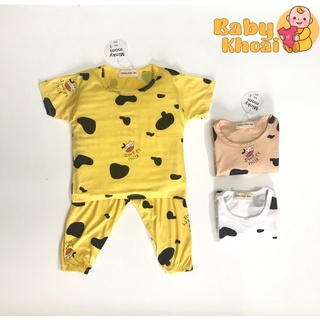 Bộ quần dài áo cộc tay Alibaba thun lạnh họa tiết bò sữa cho bé [BABY KHOAI]