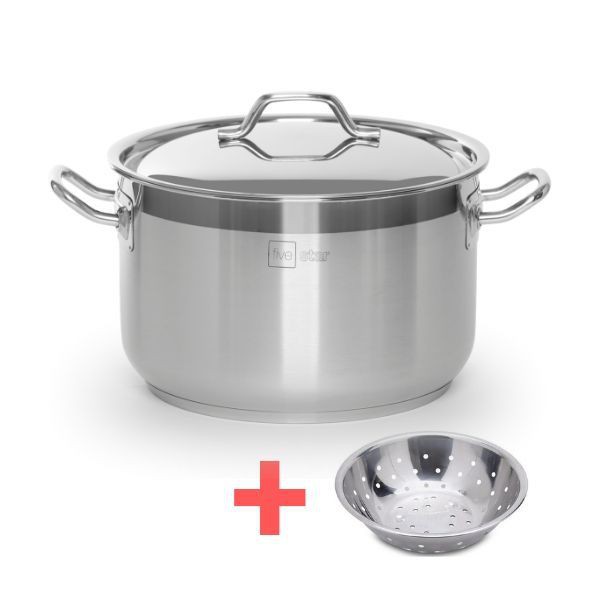 Nồi inox cao cấp FiveStar Standard 3 đáy nắp inox tặng 1 rổ ( 28cm / 30cm / 32cm ) , dùng được bếp từ , hồng ngoại , gas