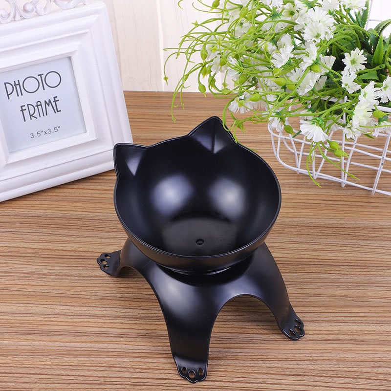 Bát ăn bằng nhựa có đế nâng chống trượt dễ thương cho thú cưng