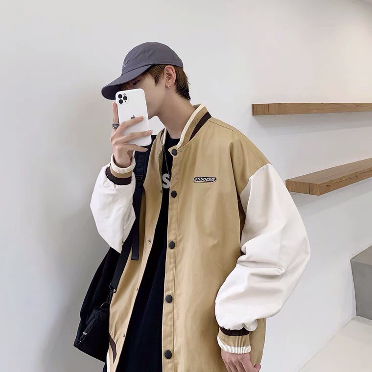 Áo khoác bomber DÀFTPUNK vải kaki 2 lớp dày dặn nút bấm chắc chắn.Áo khoác bóng chày nam nữ mặc đẹp.