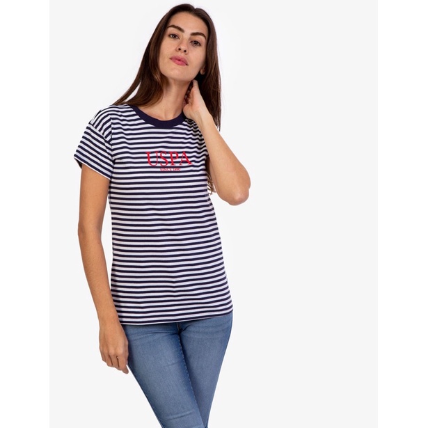 USPA STRIPE CREW NECK T-SHIRT