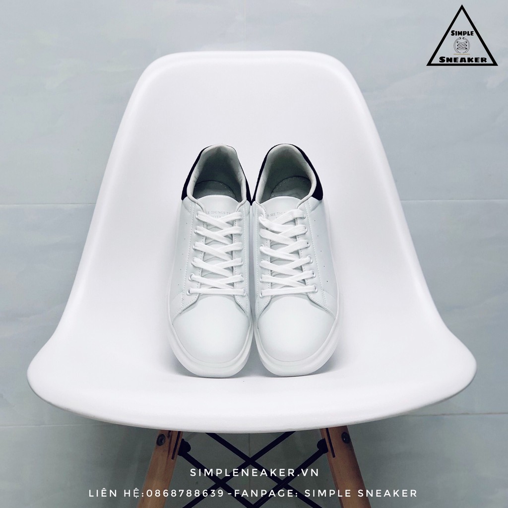 Giày Domba Sneaker Trắng FREESHIP Domba High Point Gót Đen Nhung - Giày Thể Thao Tăng Chiều Cao 4,5 CM [ H-9011]