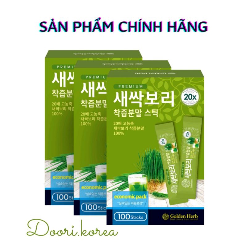 FULL HỘP 100 gói BỘT MẦM LÚA MẠCH NON HÀNG NỘI ĐỊA HÀN QUỐC GOLDEN HERB bill Hàn