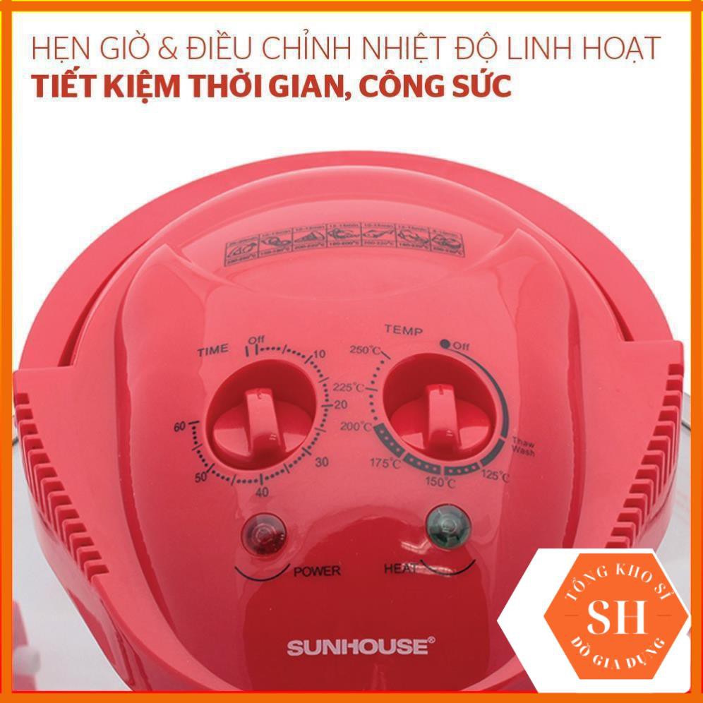 [Kho Sỉ] [Tổng kho Sỉ Sunhouse] Lò Nướng Thuỷ Tinh, Nồi Nướng Thuỷ Tinh 12 Lít Sunhouse SH416 đỏ Hàng chính hãng