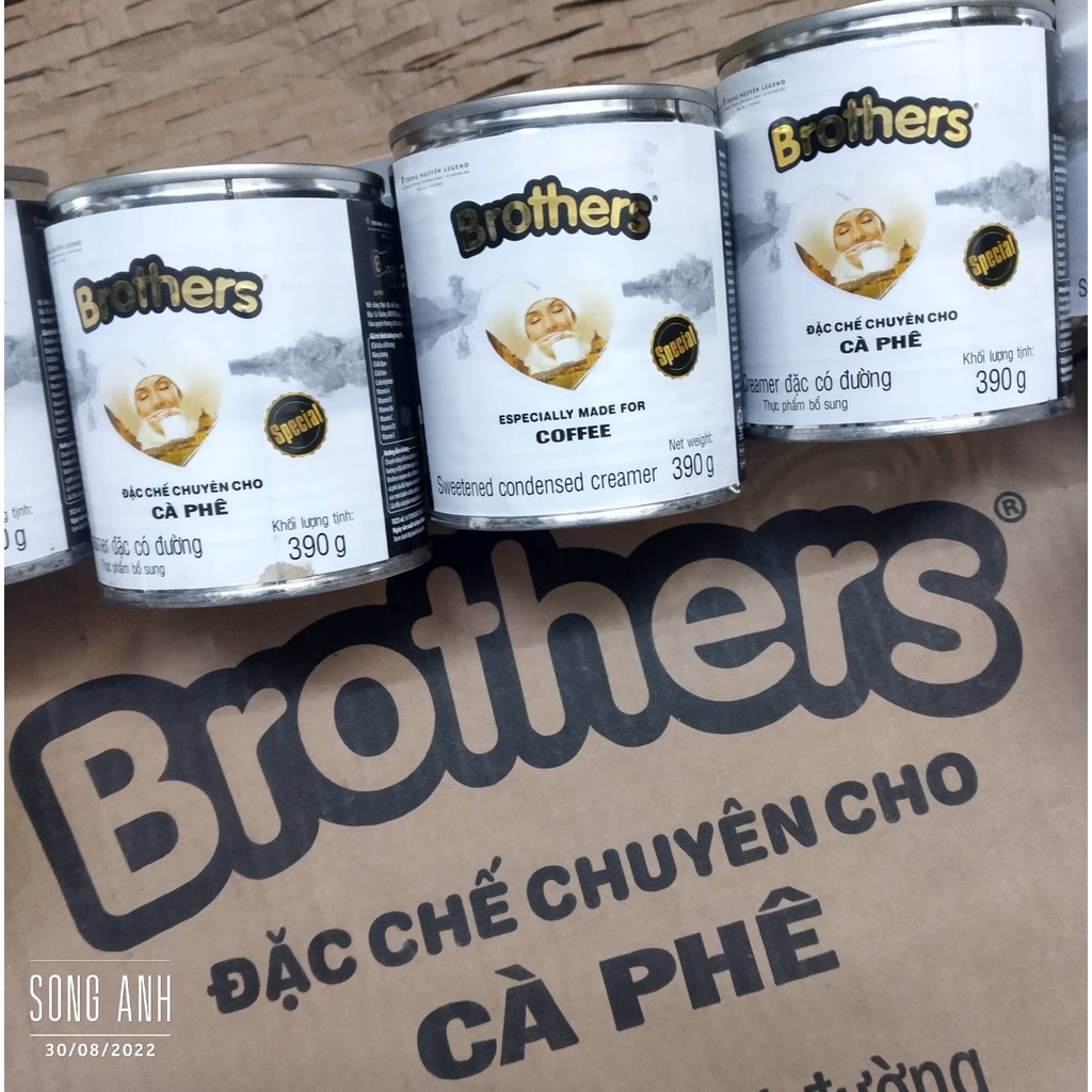 Sữa đặc có đường Brother Trung Nguyên, hộp 390gr có nắp giật tiện lợi, thơm ngon khó cưỡng, date 2024