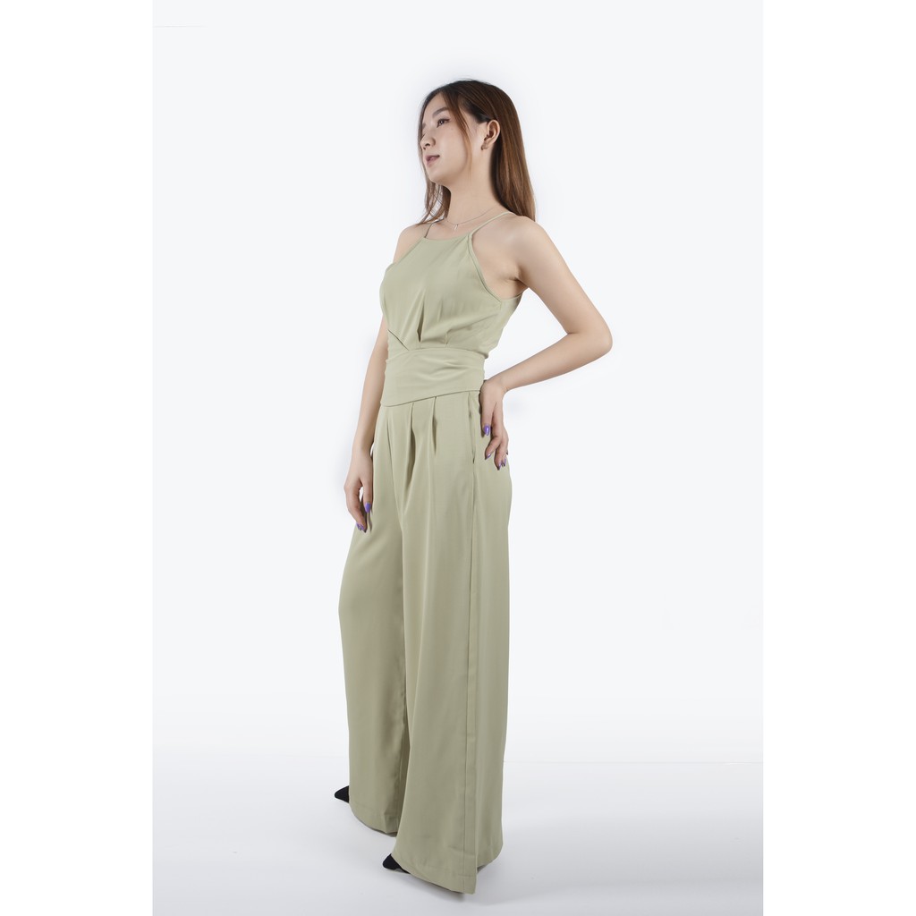 Jumpsuit xanh cốm cổ yếm Anne Harriet