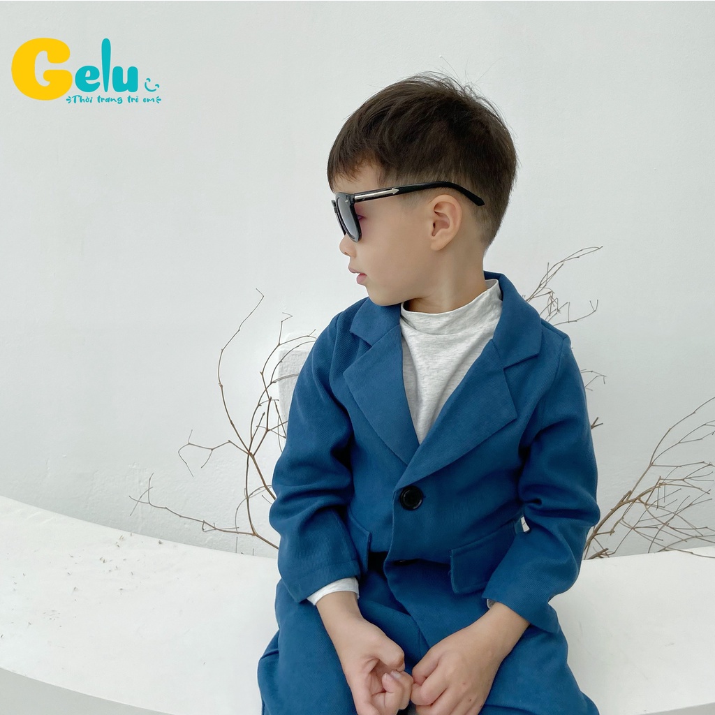 Set vest bé trai ,Bộ Vest nhung Hàn cao cấp cho bé trai - Gelukids-GLB018