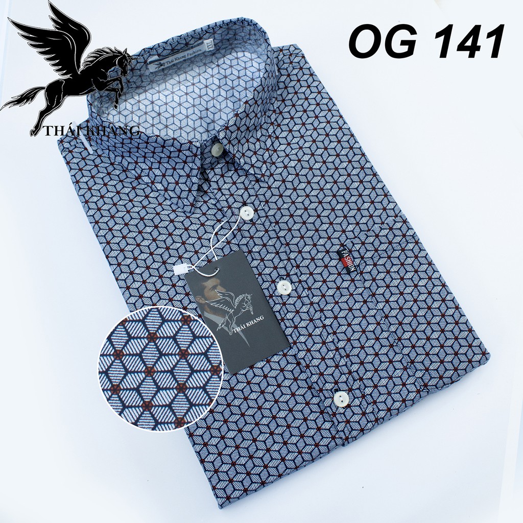 áo sơ mi nam form rộng trung niên họa tiết trắng vải kate đặt riêng cho Thái Khang loại áo sơ mi nam trung niên OG1 | BigBuy360 - bigbuy360.vn