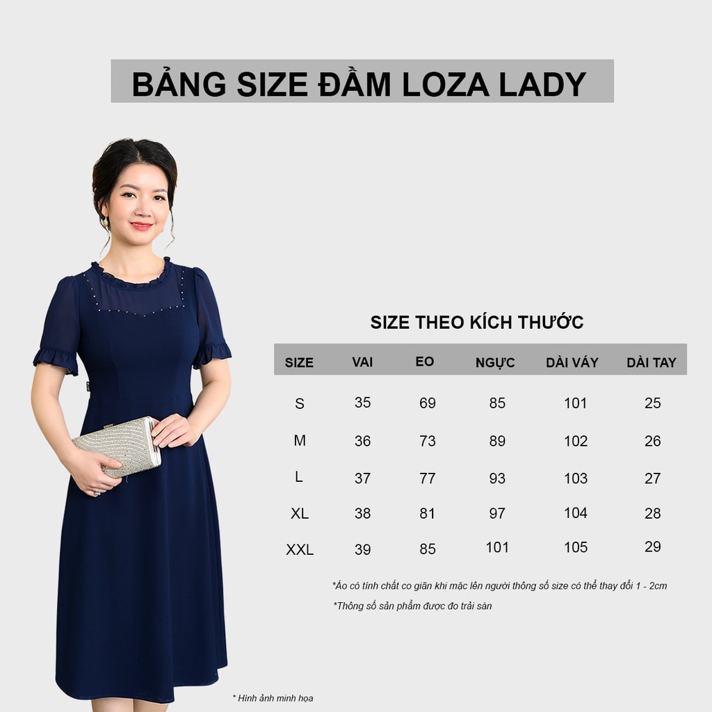 [Mã FAMALLT5 giảm 15% đơn 150k] Đầm trung niên LOZA phối voan - LAD01105