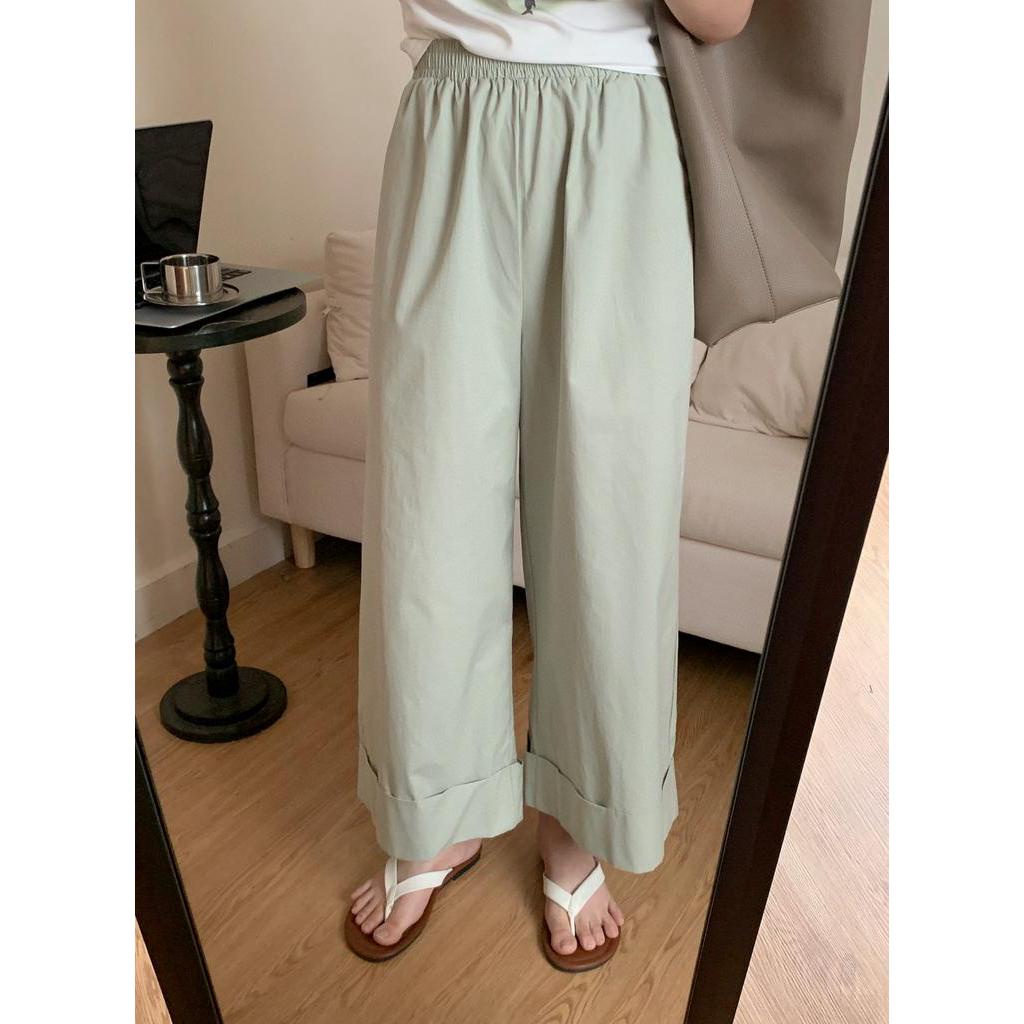 Quần Cotton Ống Rộng Lưng Thun Thoải Mái Thời Trang Mùa Hè 65432