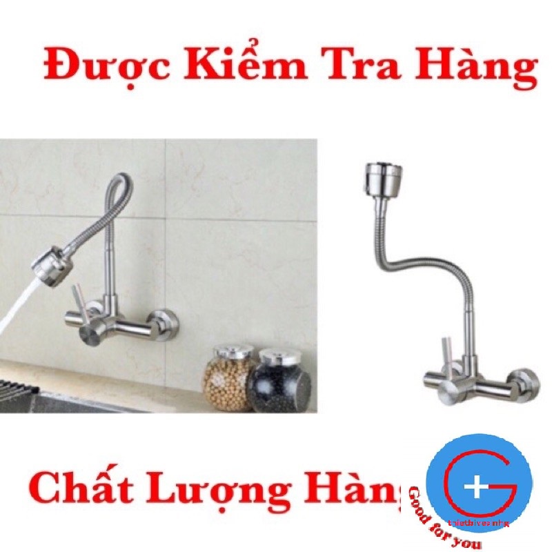 Vòi Rửa Bát Nóng Lạnh Cắm Tường inox 304 cao cấp