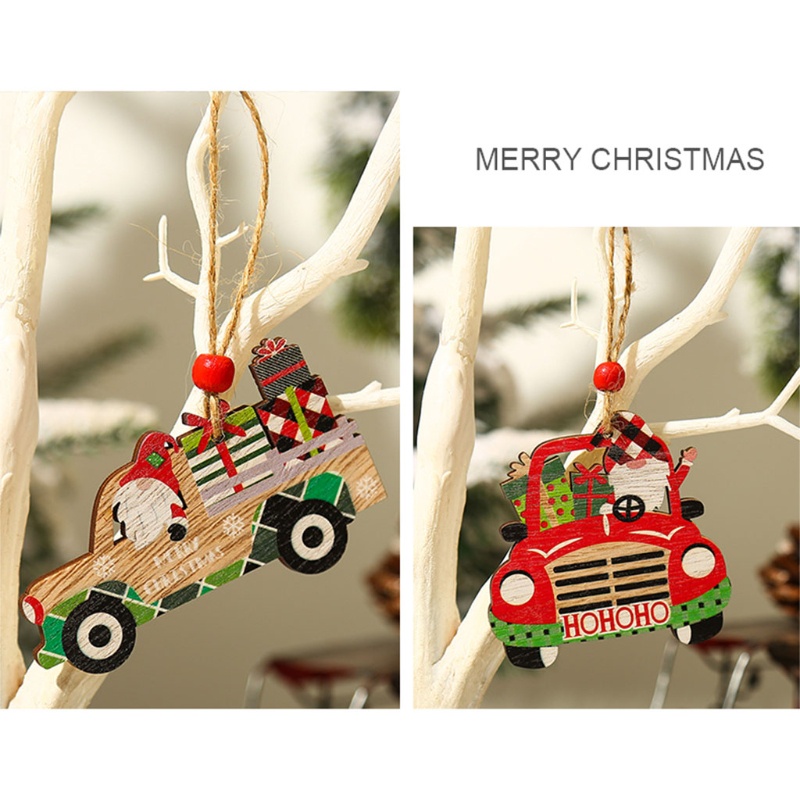 Phụ kiện treo trang trí cây thông giáng sinh hình ông già noel/người tuyết làm từ gỗ