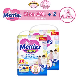 Combo 2 Tã/bỉm quần Merries size XXL - 26 + 2 miếng (Cho bé 15 - 28kg)