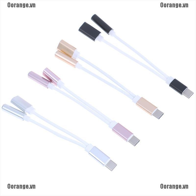 Cáp cổng c chia 2 đầu âm thanh 3.5 mm + USB type C tiện dụng