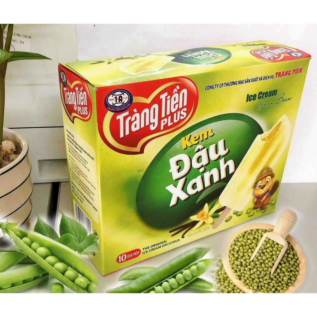 Hộp 10 cây kem tràng tiền Plus thương hiệu Hùng Linh - Kem ngon của người Việt