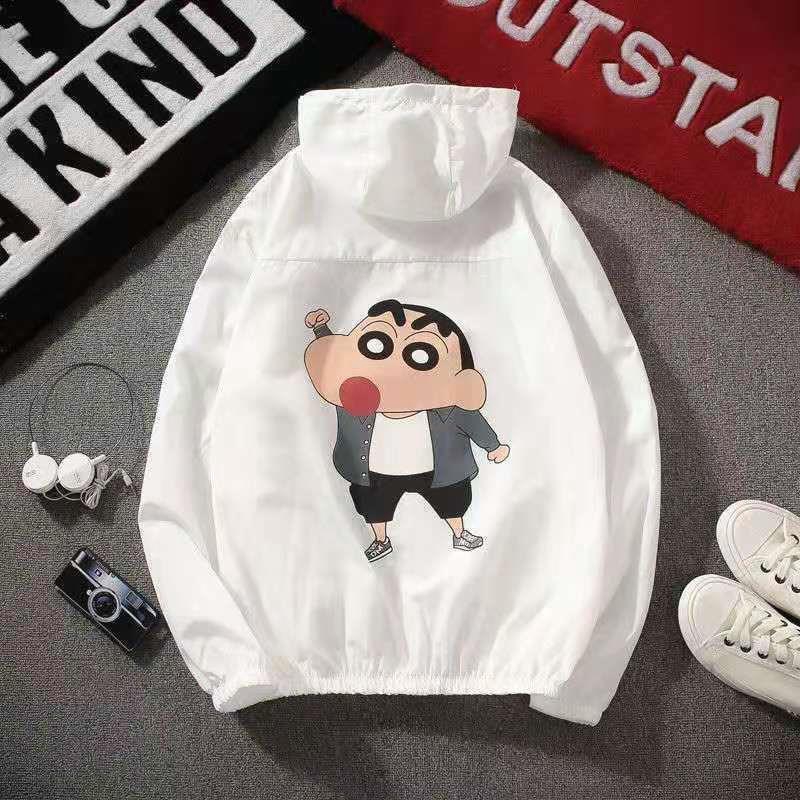 Áo khoác hoodie chống nắng vải mỏng in hoạt hình Doraemon cậu bé bút chì dễ thương