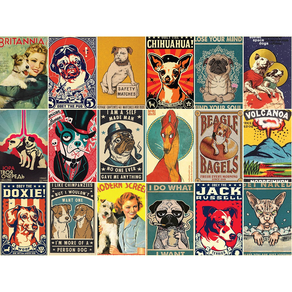 Tranh decal decor poster hình dán tường vintage trang trí phòng ngủ áp phích dán tường quầy bar POP.ART DOG 1008