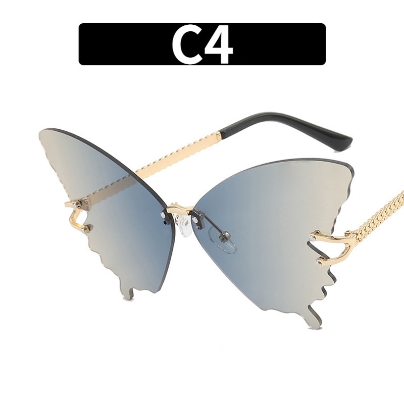 (YUZHU) Kính Mát Không Gọng Oversized Hình Bướm Nhiều Màu Sắc Phong Cách Phương Tây Thời Trang Cho Nữ