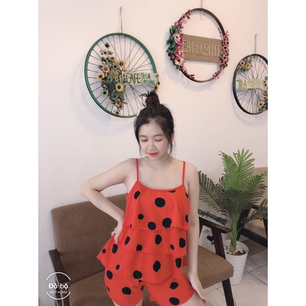 ❤️DỄ THƯƠNG CỰC❤️Đồ Bộ Đùi 2 dây, đồ bộ đùi ba tầng [ảnh+video thật]