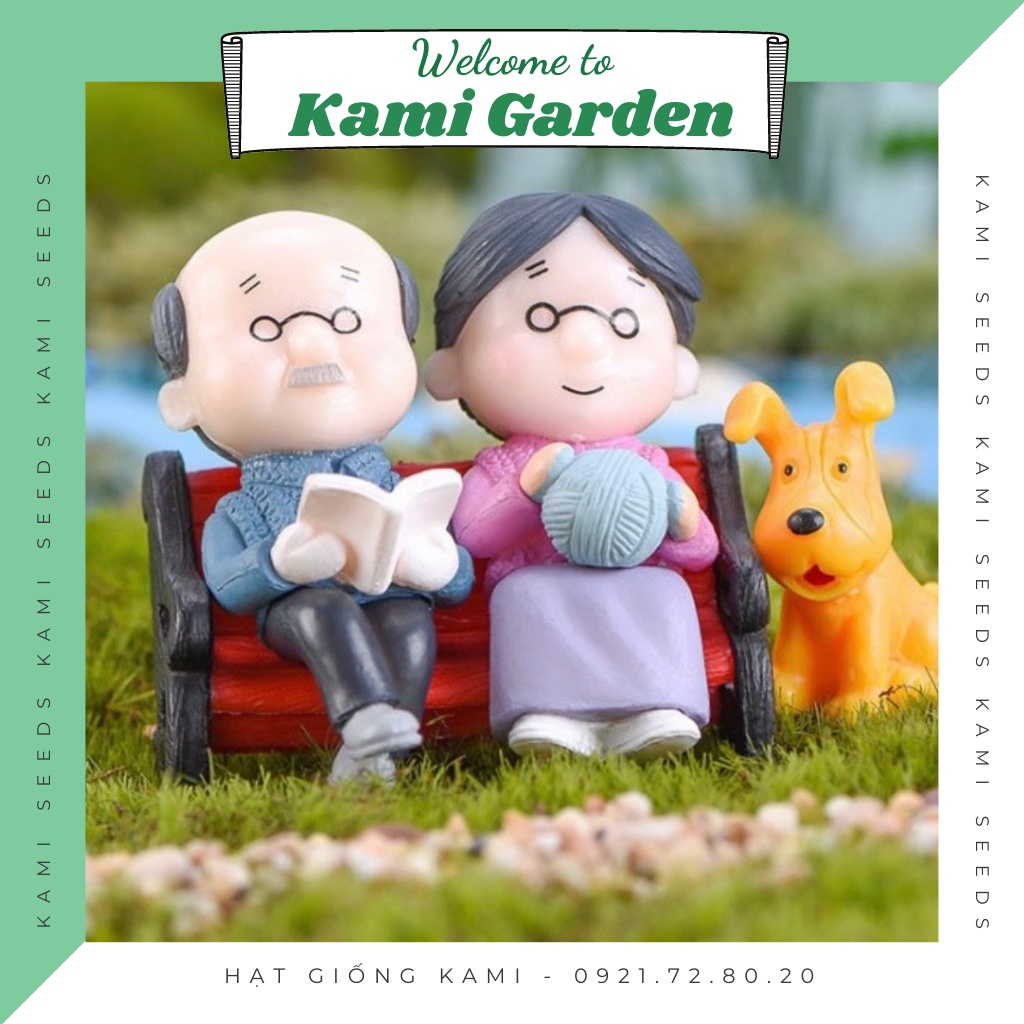 Đôi Ông Bà Ngồi Ghế (Giá 1 Cặp Kèm Ghế) - Phụ kiện trang trí sen đá, chậu cây mini để bàn