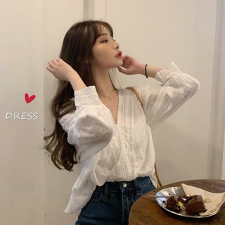 Sơ mi thô đũi cổ tim