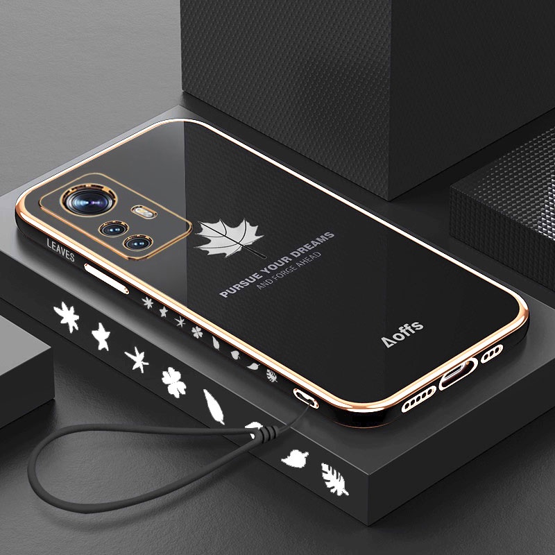 Ốp Điện Thoại Viền Vuông Chống Sốc Họa Tiết Lá Phong Sang Trọng Cho Xiaomi 12 11 Mi 11T 10T Pro Mi 11 Lite 5G NE Poco F3 M3 X3 Pro