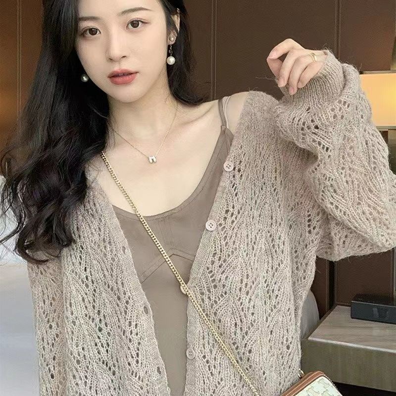 Áo Khoác cardigan Dệt Kim Cổ Chữ V Thời Trang Cho Nữ