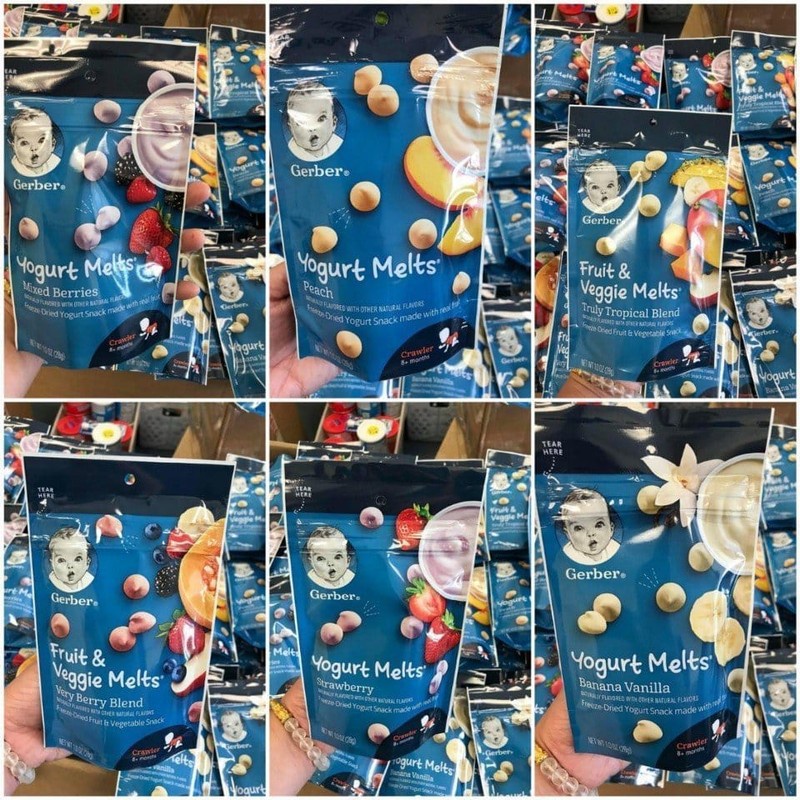 Sữa chua sấy Gerber Yogurt Melts sữa chua khô Gẻber cho bé ăn dặm