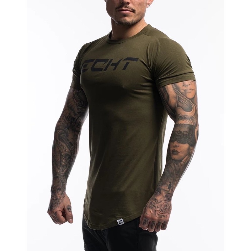 ÁO CÓ TAY GYM NAM ECHT ÁO CỘC TAY ECHT THỂ THAO THUN COTON CAO CẤP