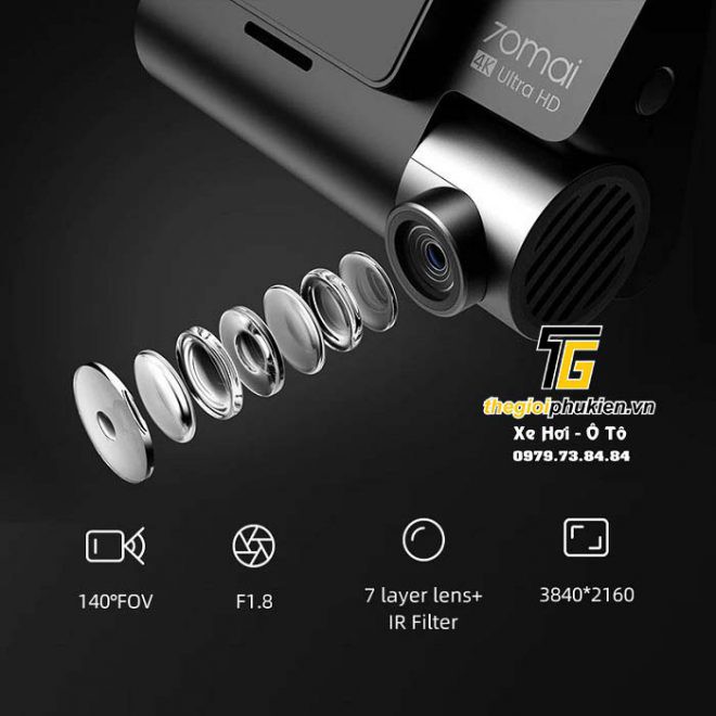 Camera hành trình Xiaomi 70mai A800S Dash Cam 4K – 2 mắt trước sau