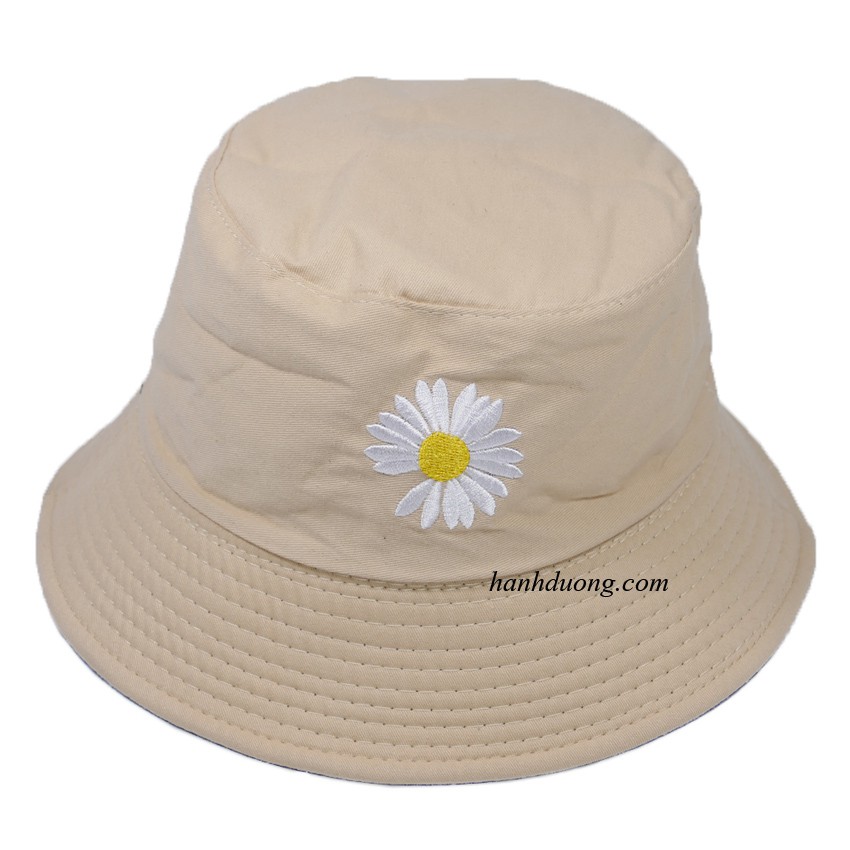 Mũ bucket 2 mặt họa tiết hoa cúc - Chất liệu vải Kaki oát mềm tạo cảm giác thoải mái cho người đội