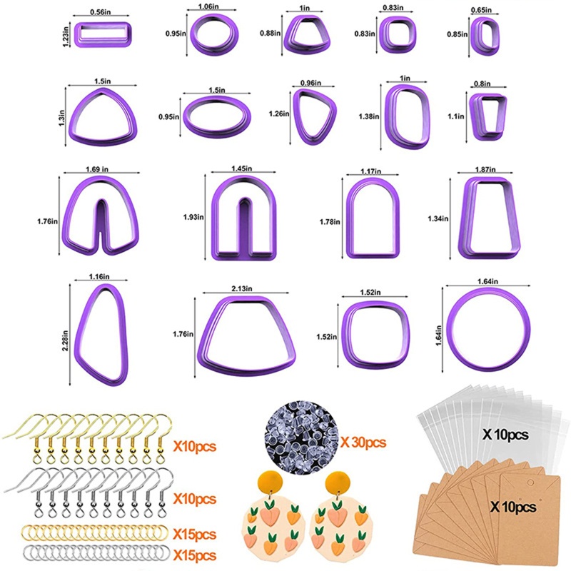 Set 118 Khuôn Cắt Đồ Trang Sức Bằng Nhựa Polymer Kèm Kẹp Thẻ