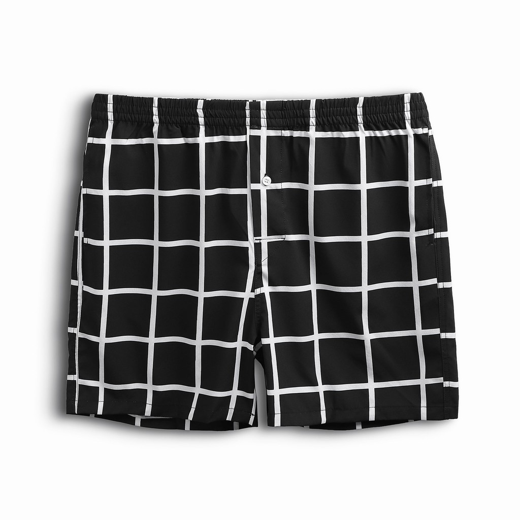 Set Bộ Nam, Sơ Mi-Quần Đùi Đen Sọc Thời Trang Cao Cấp, Chất Vải Cotton Lụa, INF SB000763, SOMEHOW