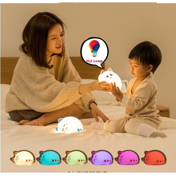 Đèn ngủ Silicone mèo tim cảm ứng, Sạc USB