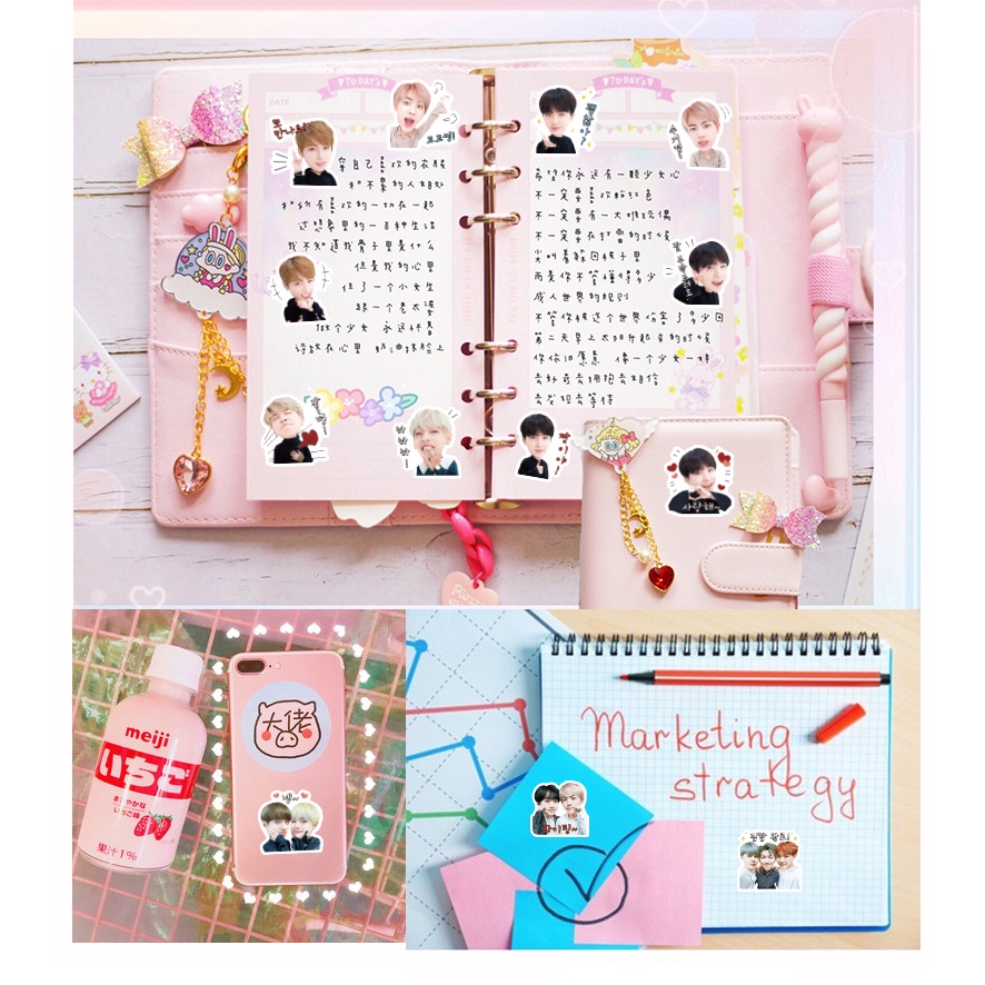 Set 40 hình dán chống thấm nước in họa tiết nhóm nhạc BTS ngộ nghĩnh