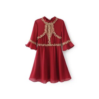 Order - váy voan đỏ mận cách điệu