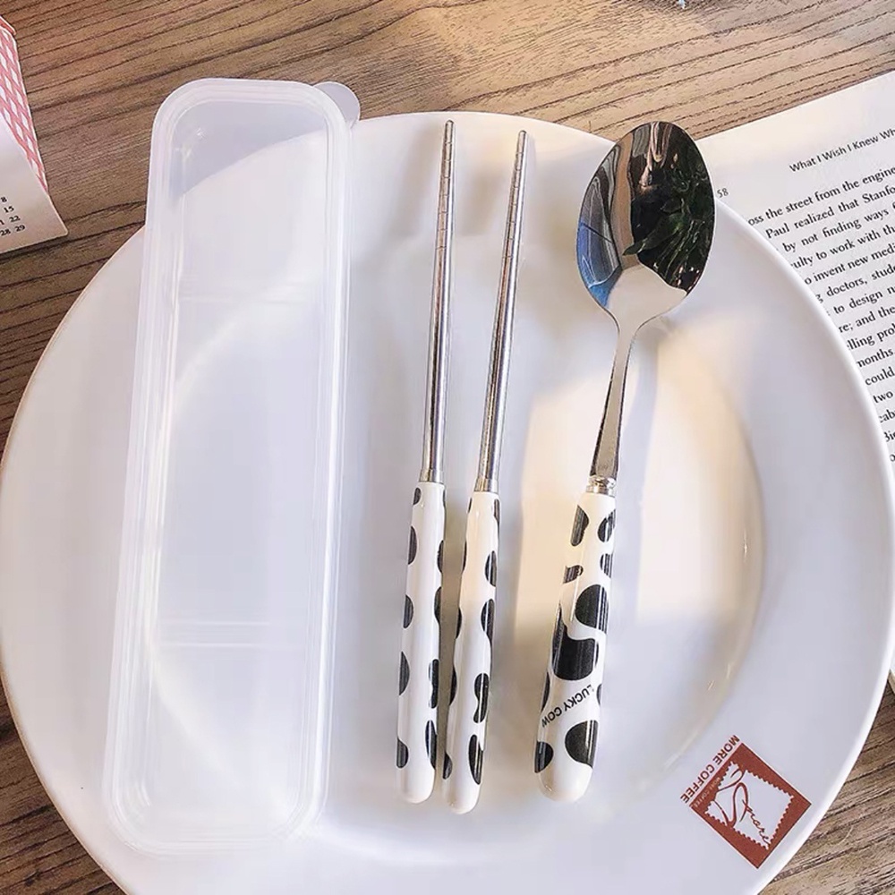 Xả kho thanh lí - Bộ Đũa Thìa Inox 304 Cán Gỗ, Bò Sữa FANTASTIC - Bộ Thìa Đũa Văn Phòng Sang Trọng