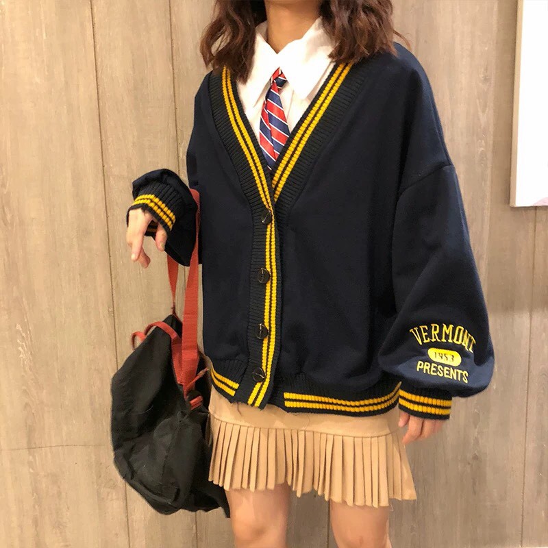 Áo Khoác CARDIGAN VERMONT ĐEN THÊU TAY UNISEX [Kèm Hình Thật] | BigBuy360 - bigbuy360.vn