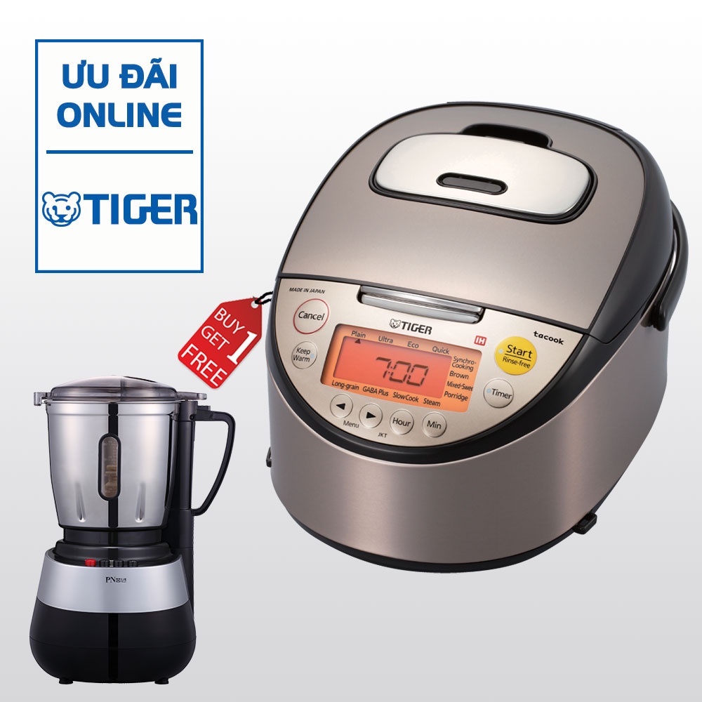 MUA 1 TẶNG 1 Nồi cơm điện tử cao tần Tiger 4 trong 1 JKT-S18W (1.8L) TẶNG 1 MÁY XAY SINH TỐ POONGNYUN SMKANB-4000